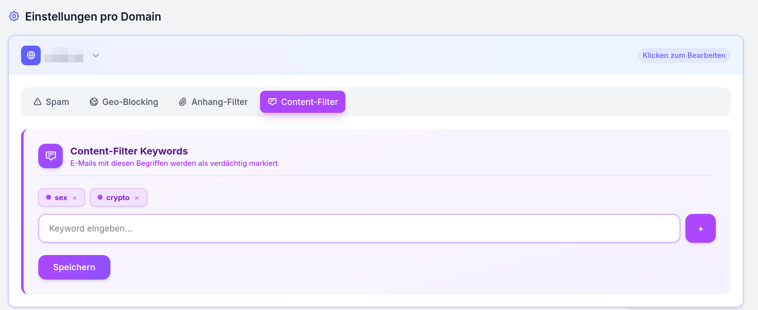 Content-Filter mit eigenen Keywords