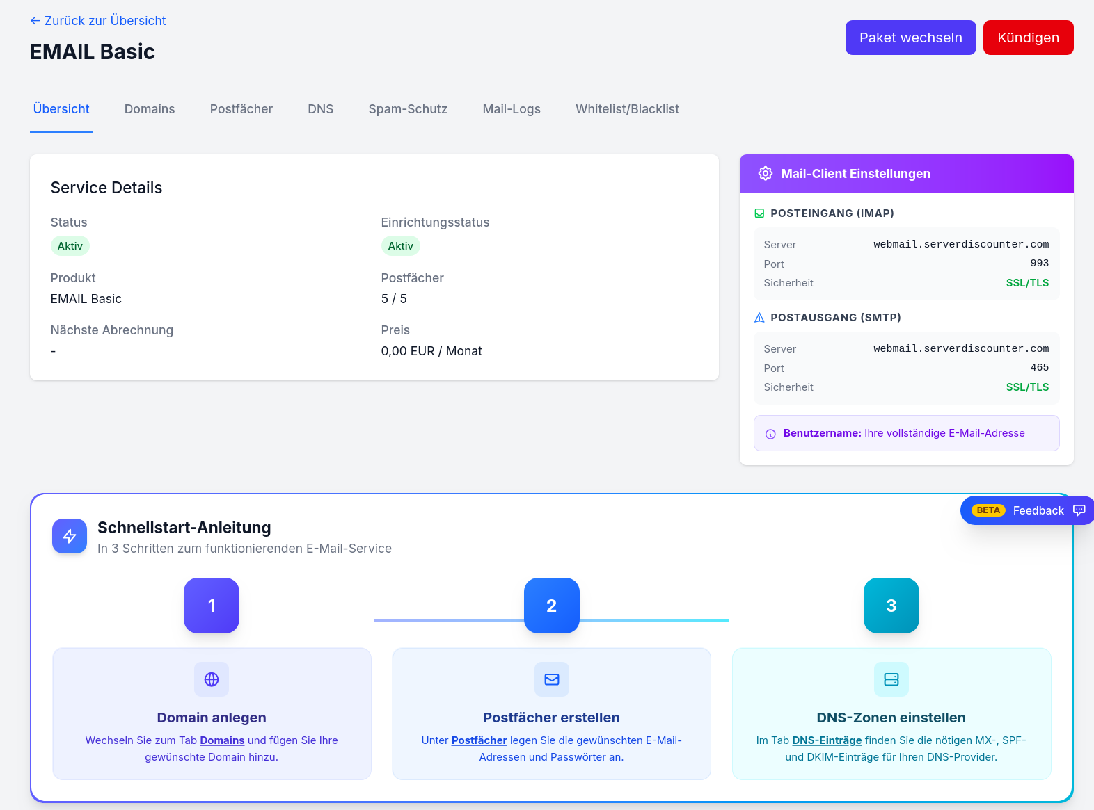 Neu: E-Mail-Services jetzt im Kundencenter verwalten